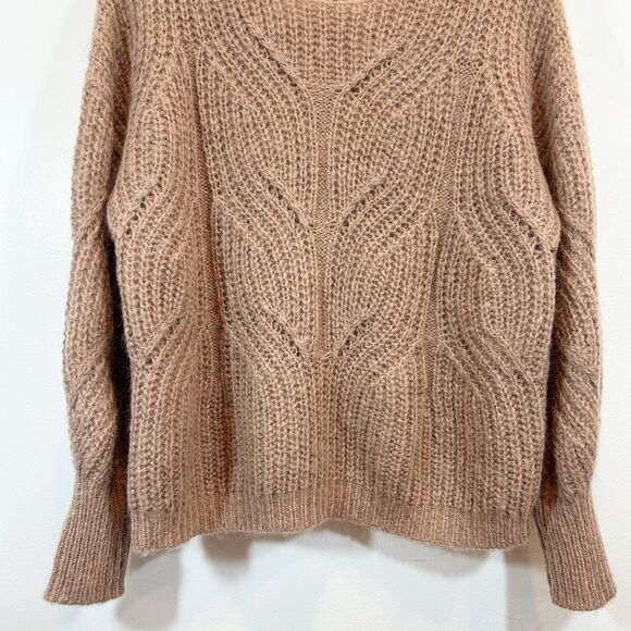 Sezane Gisele Tan Mohair Wool Blend Women's Sweater Medium Quiet Luxury Chunky - Picture 4 of 12